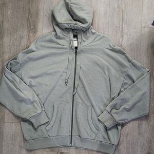 Zip-Up Hooded Sweatshirt in Light Sage